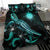 Marshall Islands Polynesian Bedding Set - Turtle With Blooming Hibiscus Turquoise - Polynesian Pride