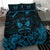 Maori Aotearoa Rugby Haka Bedding Set New Zealand Silver Fern - Turquoise - Polynesian Pride