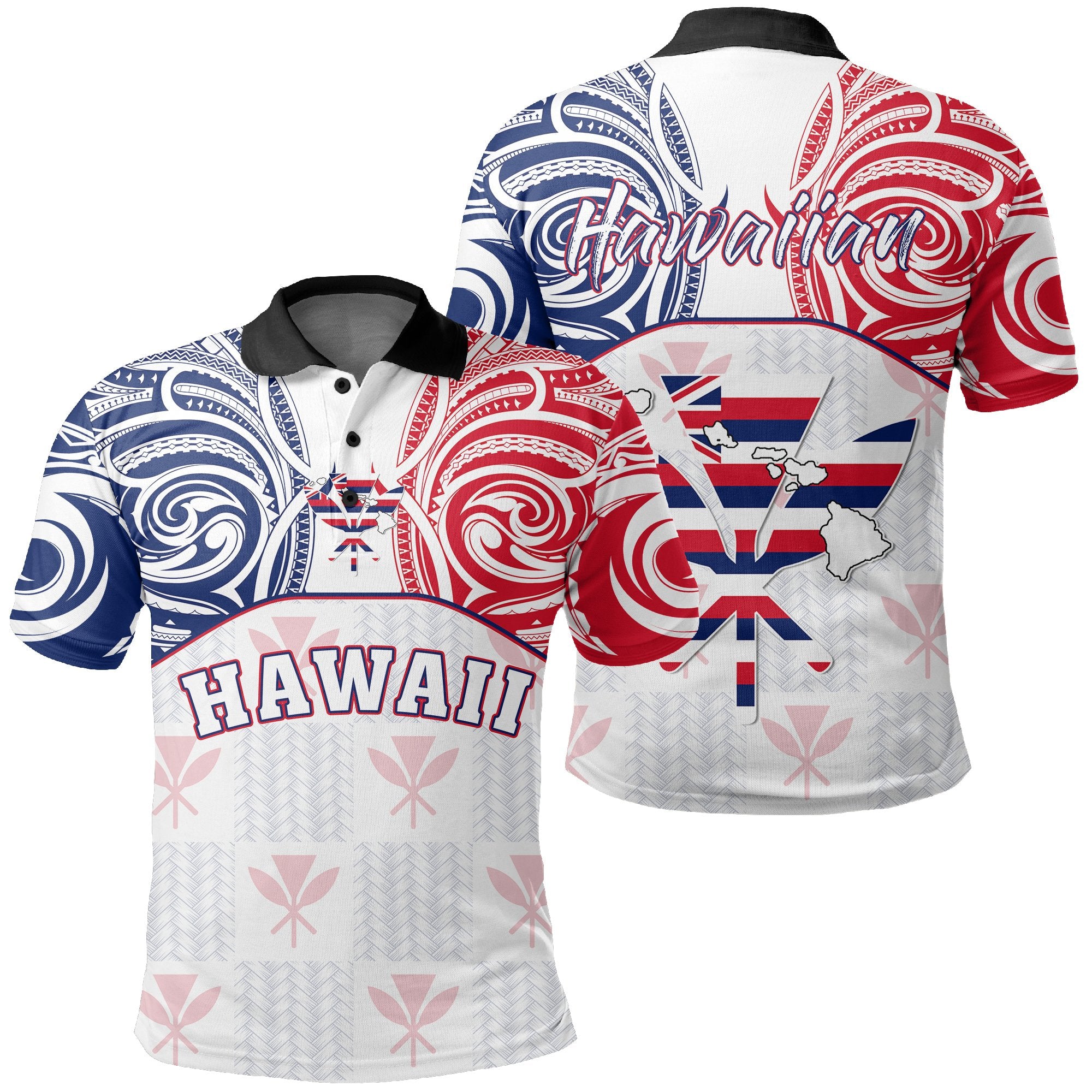 Hawaiian Kanaka Polo Shirt Flag Nation Demodern White Unisex White - Polynesian Pride