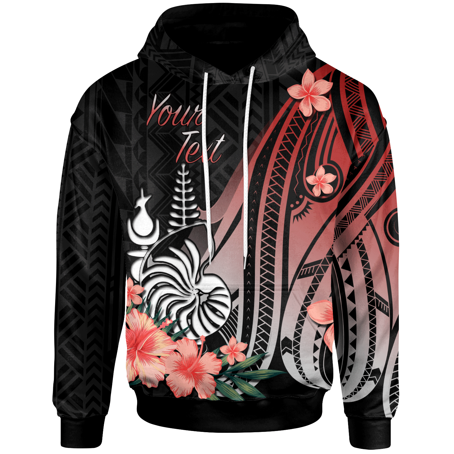 New Caledonia Custom Hoodie Red Polynesian Hibiscus Pattern Style Unisex Red - Polynesian Pride