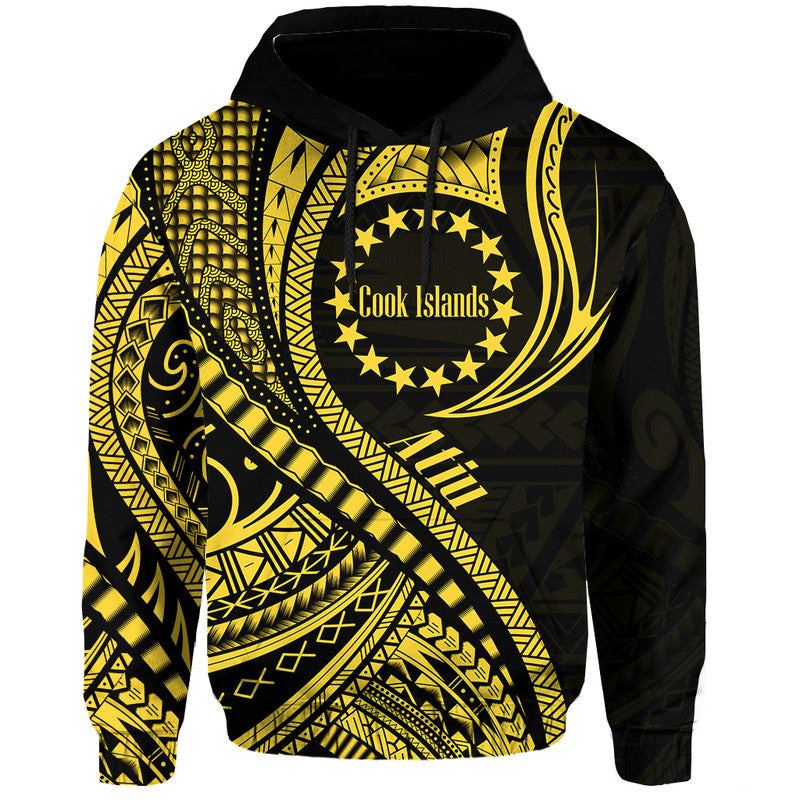 Atiu Cook Islands Hoodie Gold Polynesian Wave Style LT9 Hoodie Gold - Polynesian Pride