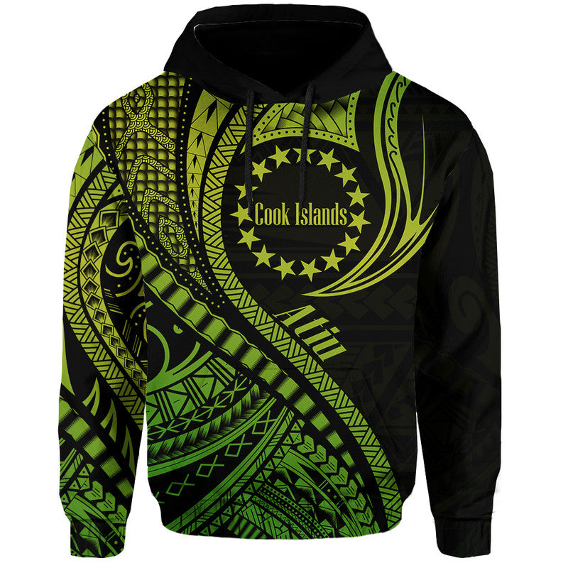 Atiu Cook Islands Hoodie Green Polynesian Wave Style LT9 Hoodie Green - Polynesian Pride