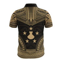Austral Islands Polo Shirt Tuhaa Pae Flag Polynesian Chief Tattoo Gold Version - Polynesian Pride