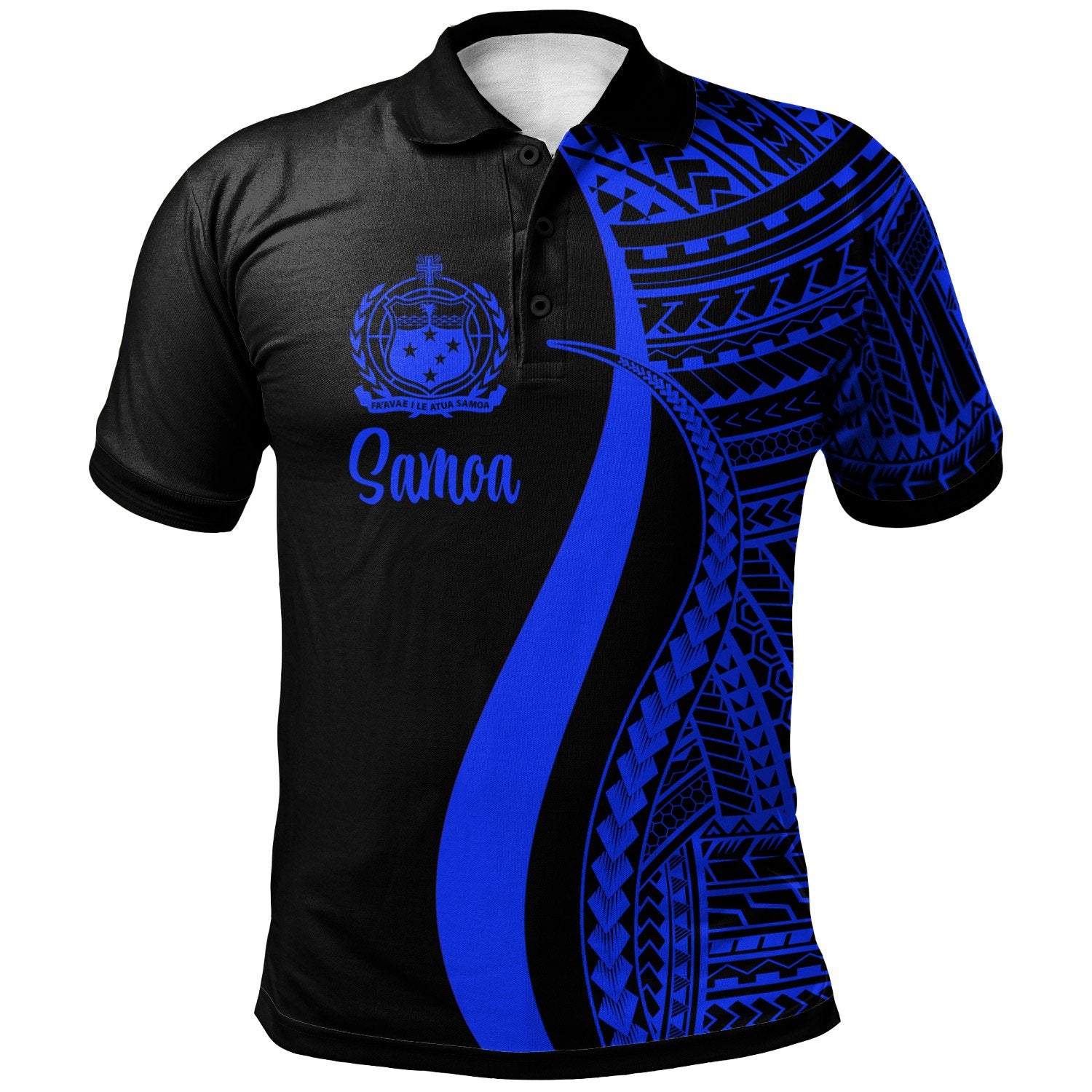 Samoa Polo Shirt Blue Polynesian Tentacle Tribal Pattern Unisex Blue - Polynesian Pride