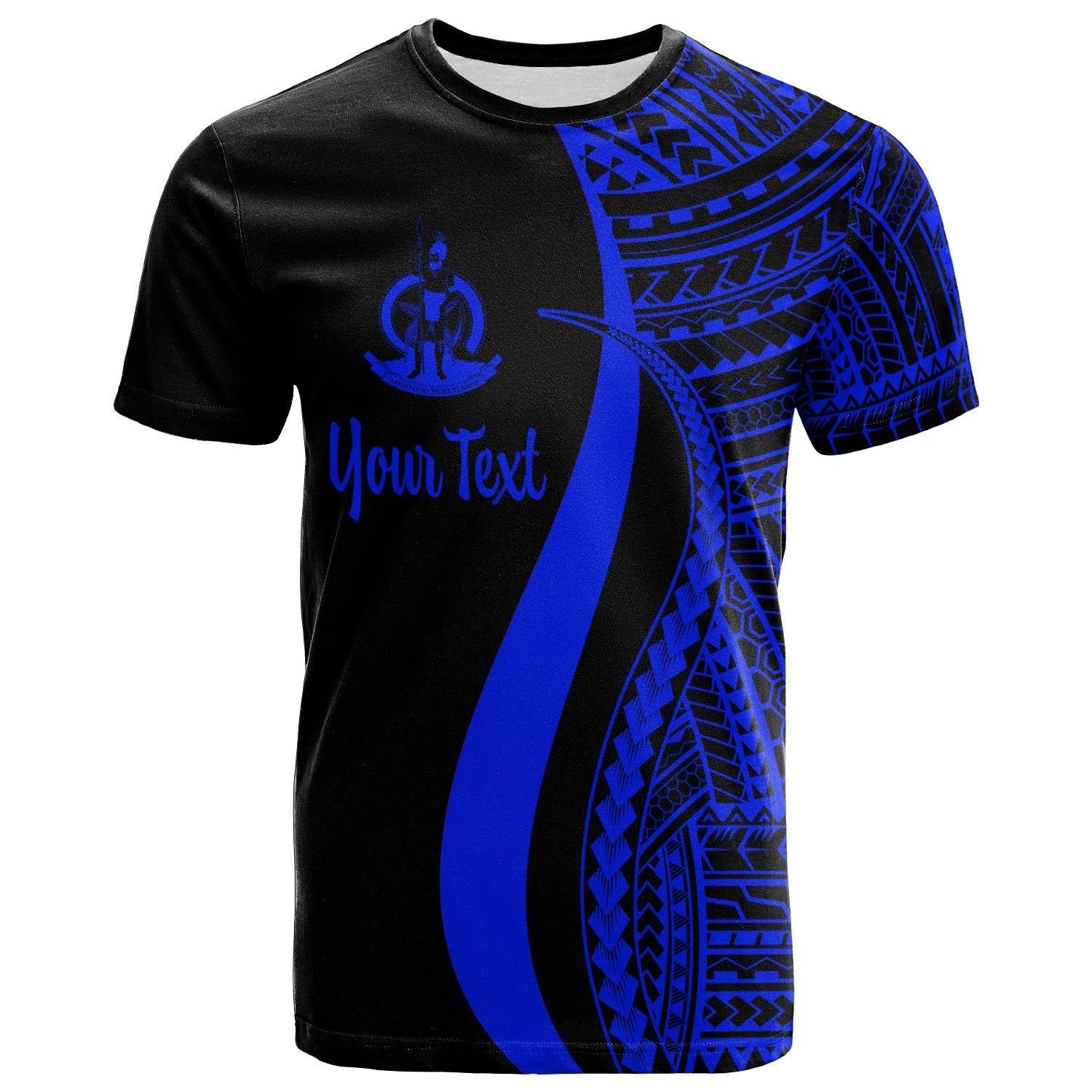 Vanuatu Custom T Shirt Blue Micronesian Tentacle Tribal Pattern Unisex Blue - Polynesian Pride