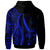 Fiji Custom Zip up Hoodie Blue Tentacle Tribal Pattern Crest - Polynesian Pride