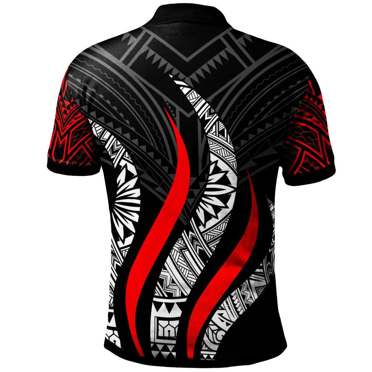 Tonga Polo Shirt Tongan Strong Fire Pattern Red - Polynesian Pride