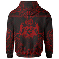 Tonga Custom Hoodie Coat of Arms With Patterns Red Color - Polynesian Pride