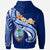 Guam Zip up Hoodie Guam Seal Polynesian Patterns Plumeria (Blue) - Polynesian Pride