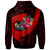 Pohnpei Zip up Hoodie Polynesian Hook and Hibiscus (Red) - Polynesian Pride