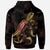 Chuuk Polynesian Zip up Hoodie Turtle With Blooming Hibiscus Gold - Polynesian Pride