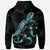 Chuuk Polynesian Zip up Hoodie Turtle With Blooming Hibiscus Turquoise - Polynesian Pride