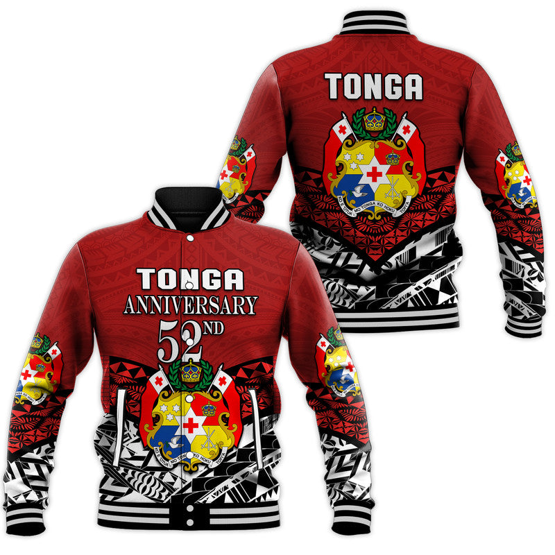 Tonga Baseball Jacket Independence Anniversary Special Version 2022 LT14 Unisex Red - Polynesian Pride