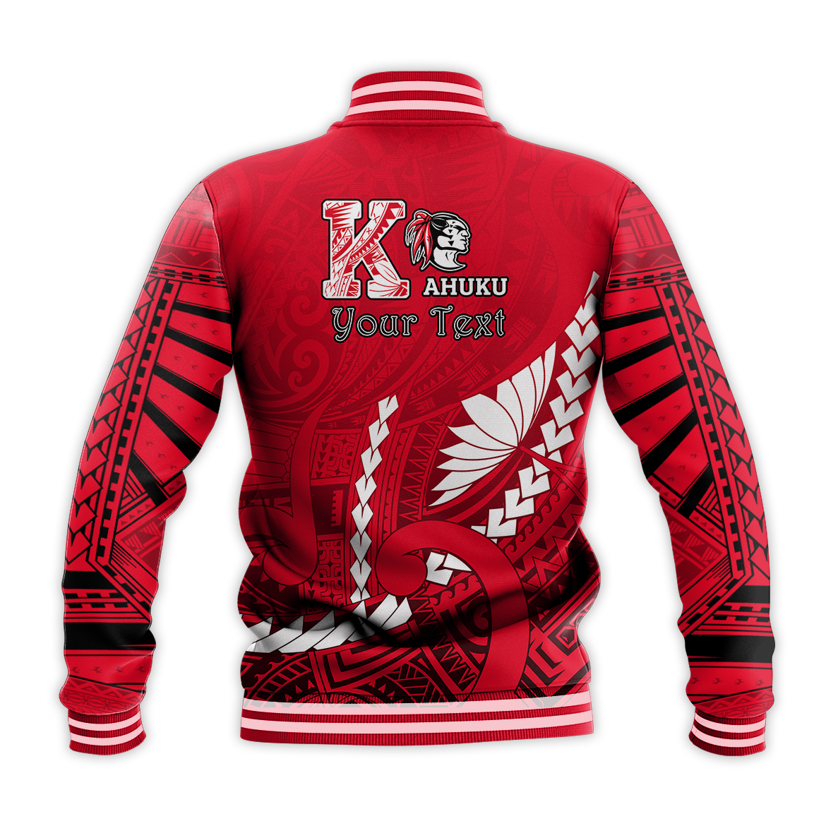 (Custom Personalised) Kahuku Shool Baseball Jacket Enthusiasm Red Raiders LT13 - Polynesian Pride