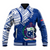 (Custom Personalised) Samoa Siapo Baseball Jacket Sporty Mix Barkcloth Panel LT13 Unisex Blue - Polynesian Pride