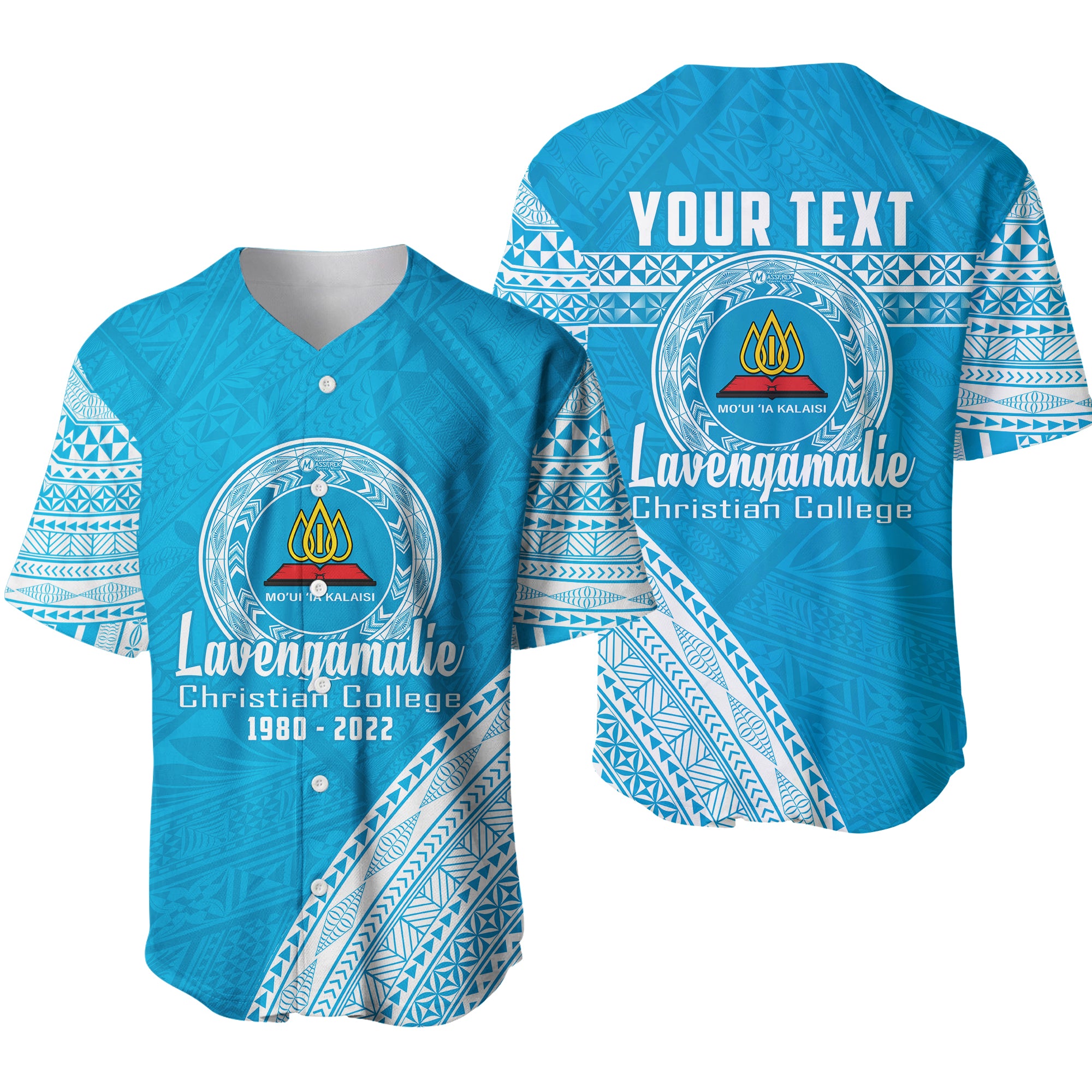 (Custom Personalised) Lavengamalie College Tonga Baseball Jersey Happy 42nd Anniversary LT13 Blue - Polynesian Pride