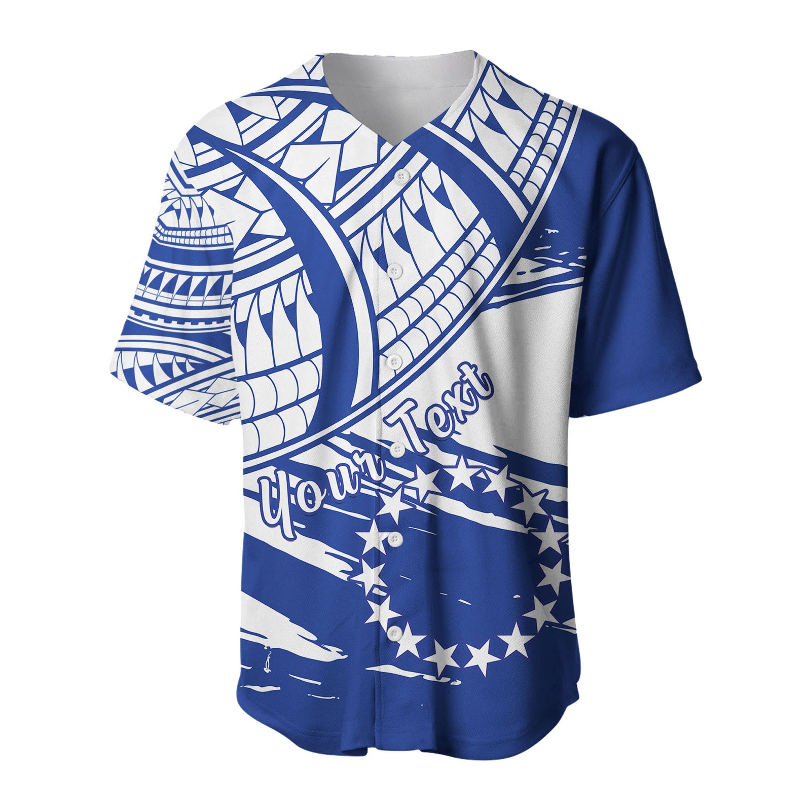 (Custom Personalised) Cook Islands Baseball Jersey Flag Style Blue With Claw Pattern LT13 Blue - Polynesian Pride
