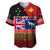 Papua New Guinea and Australia Baseball Jersey Polynesian PNG and AUS LT13 Black - Polynesian Pride