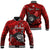 (Custom Personalised) The Shaka Hawaii Baseball Jacket Tropical Flowers Red Version LT13 Unisex Red - Polynesian Pride