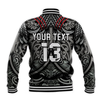 (Custom Text and Number) New Zealand Silver Fern Rugby Baseball Jacket All Black NZ Maori Pattern LT13 - Polynesian Pride