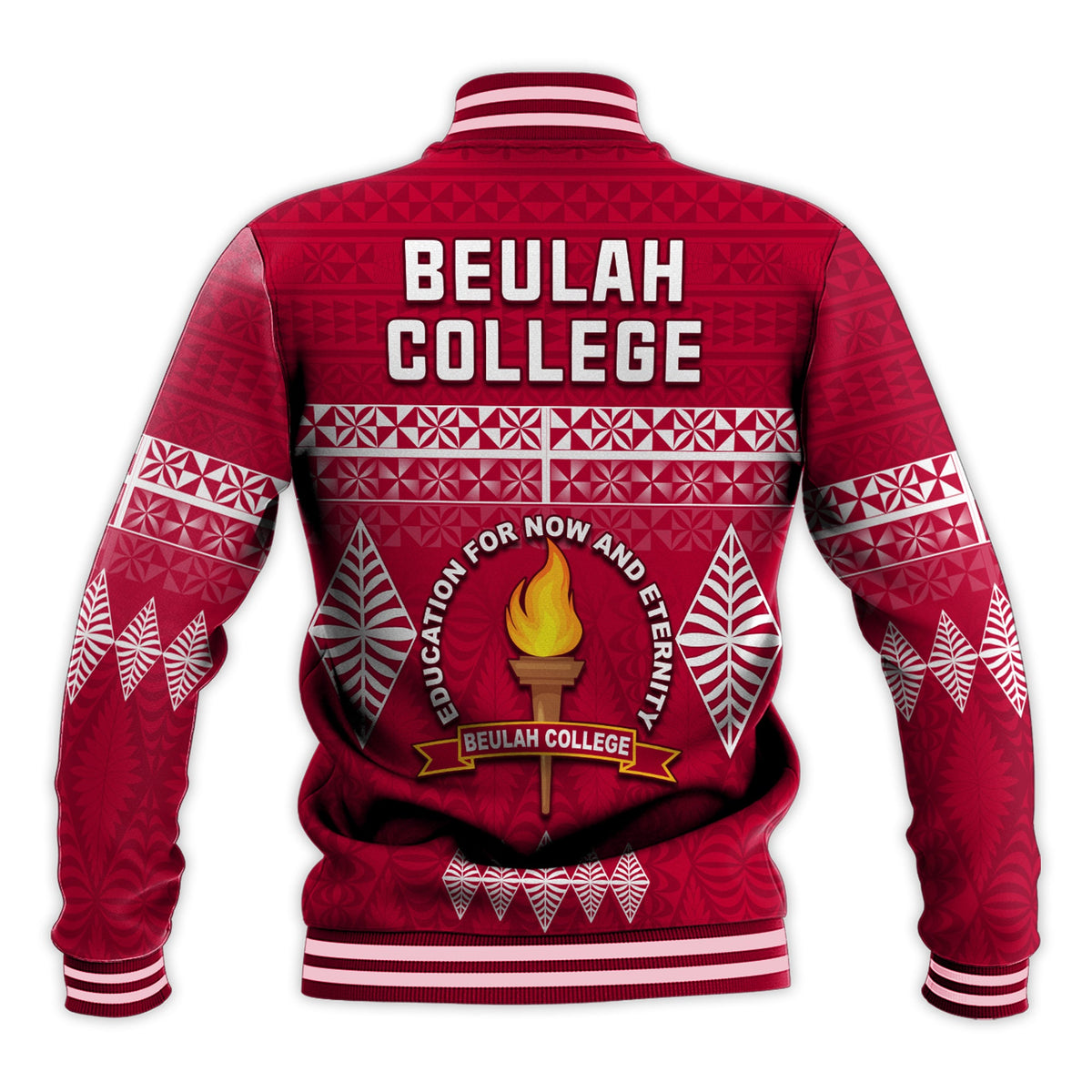 Beulah College Baseball Jacket Ngatu Pattern Tonga LT13 - Polynesian Pride