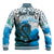 (Custom Personalised) Manaia Maori Baseball Jacket Fern Aotearoa Blue Waves LT13 - Polynesian Pride