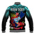 (Custom Personalised) Guam Chamorro Baseball Jacket Guaman Latte Stone Tropical Flowers Turquoise Style LT14 - Polynesian Pride