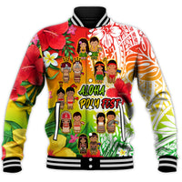 Aloha Poly Fest Baseball Jacket Polynesian Pattern With Tropical Flowers LT14 - Polynesian Pride