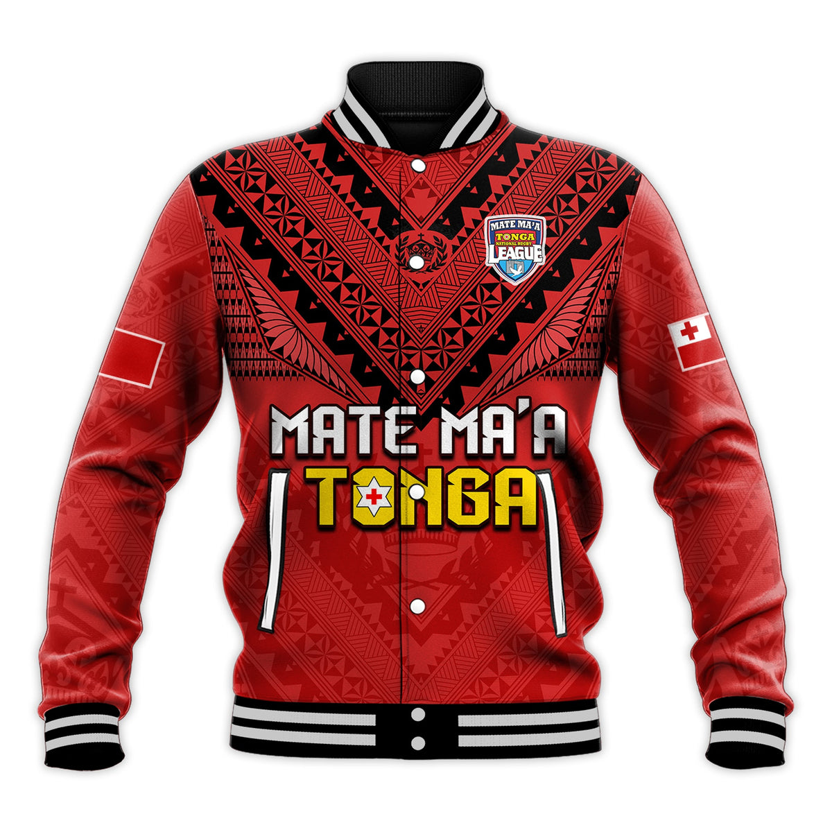 Tonga Rugby MMT Baseball Jacket Ngatu Mate Maa Tonga Simple LT13 - Polynesian Pride