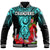 (Custom Personalised) Guam Chamorro Baseball Jacket Guaman Latte Stone Tropical Flowers Turquoise Style LT14 - Polynesian Pride