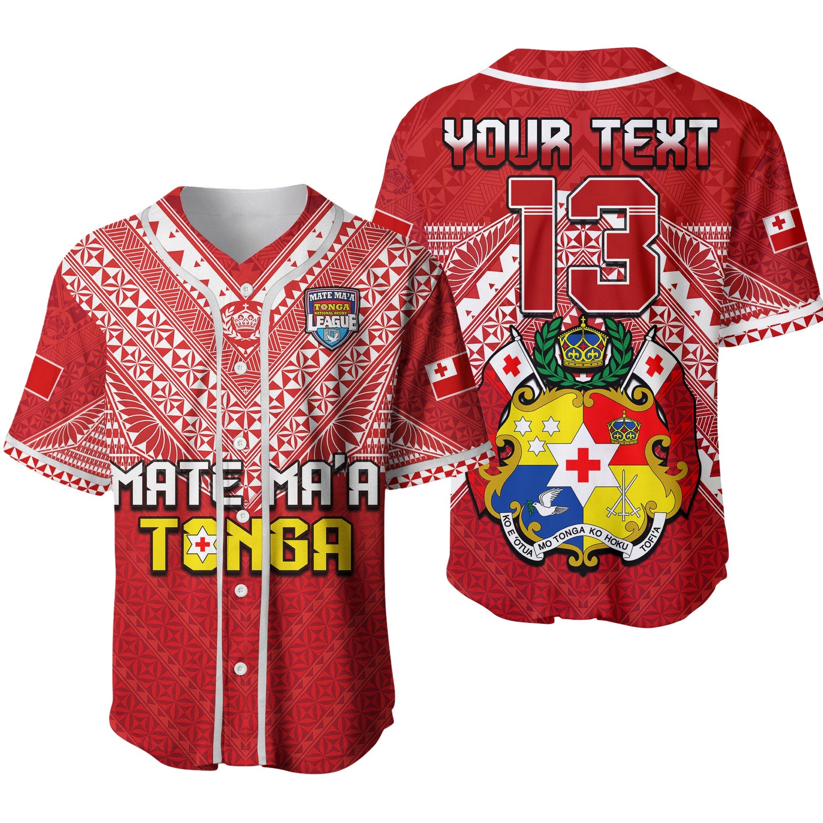 (Custom Text and Number) Tonga Rugby MMT Baseball Jersey Ngatu Mate Maa Tonga Special Ver.02 LT13 Red - Polynesian Pride