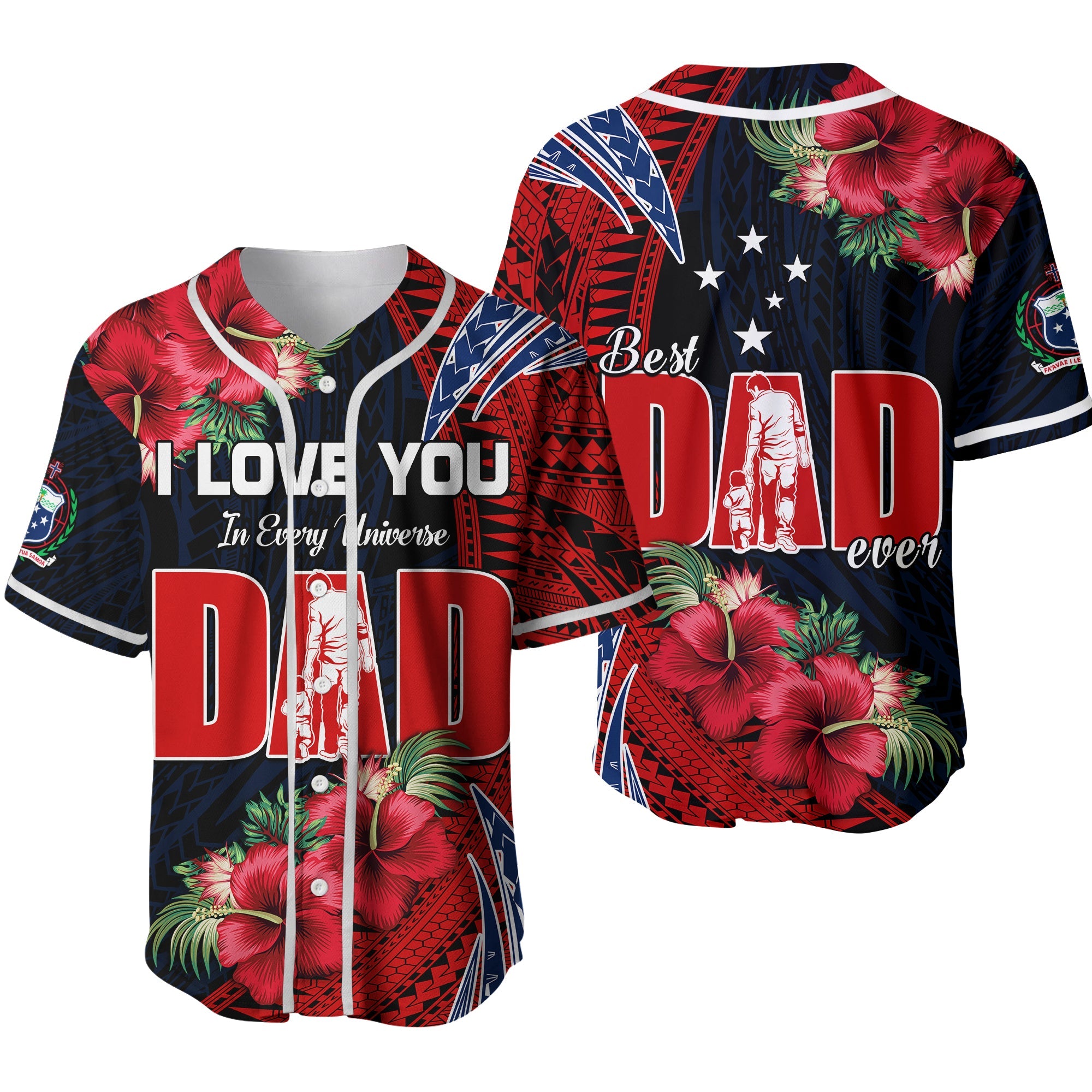 Samoa Fathers Day Baseball Jersey Polynesian Best Dad Ever Ver.02 LT13 Red - Polynesian Pride