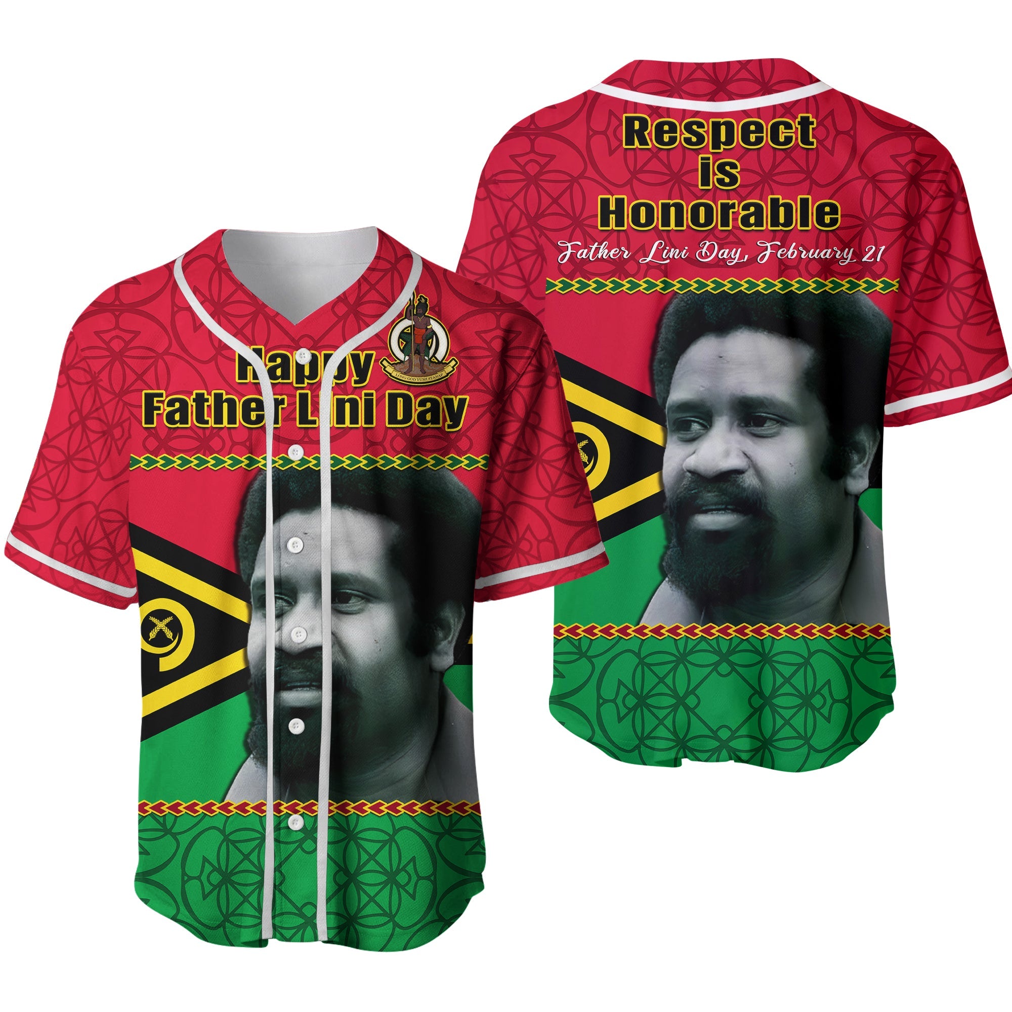 Vanuatu Baseball Jersey Vanuatuan Flag Sand Drawing Happy Father Lini Day Ver.02 LT14 Red - Polynesian Pride