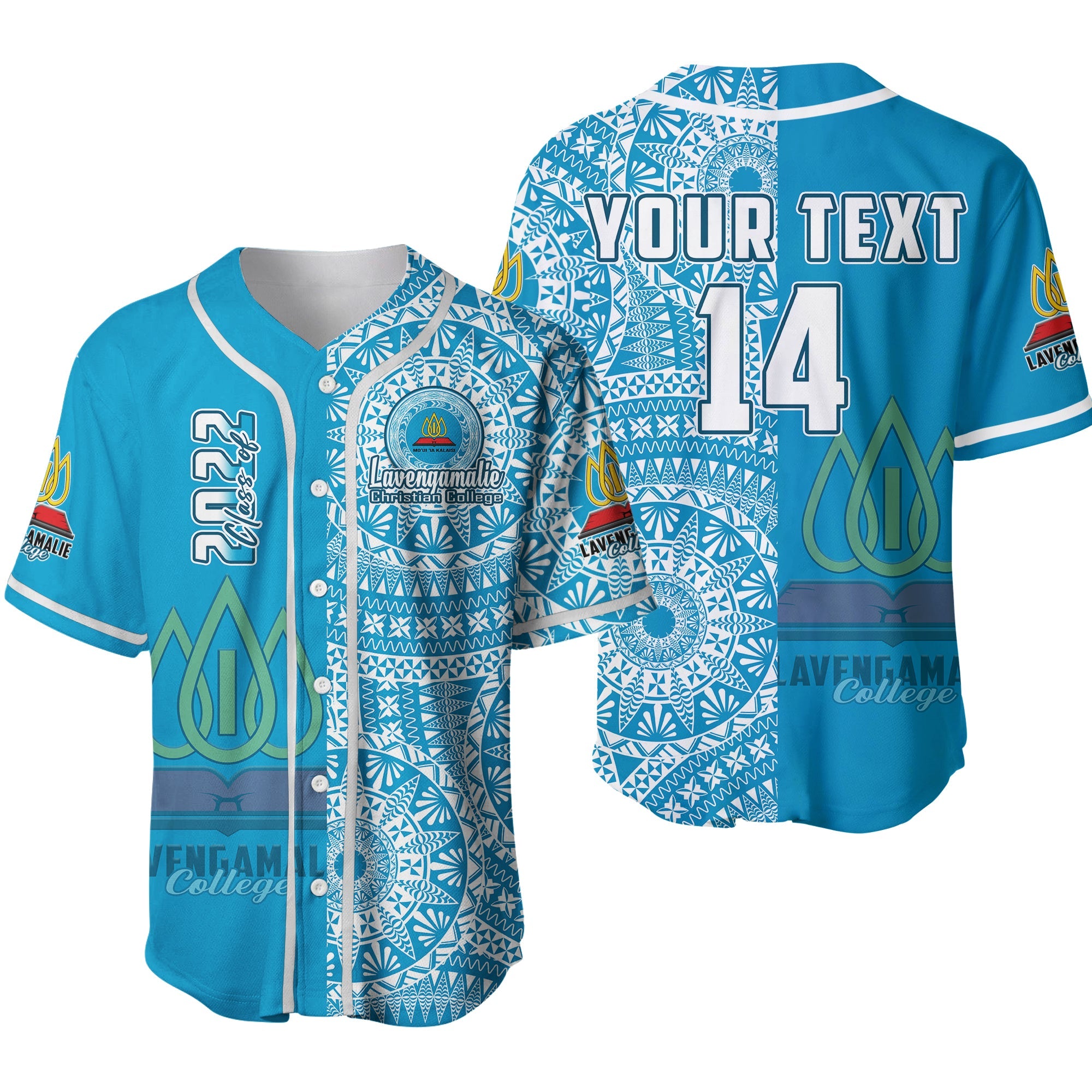 (Custom Personalised) Lavengamalie Tonga College Baseball Jersey Class Of Year Tongan Ngatu Pattern Ver.02 LT14 Blue - Polynesian Pride