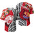 Tahiti Islands Baseball Jersey Polynesian Shark Mix Tropical Flowers LT14 Red - Polynesian Pride