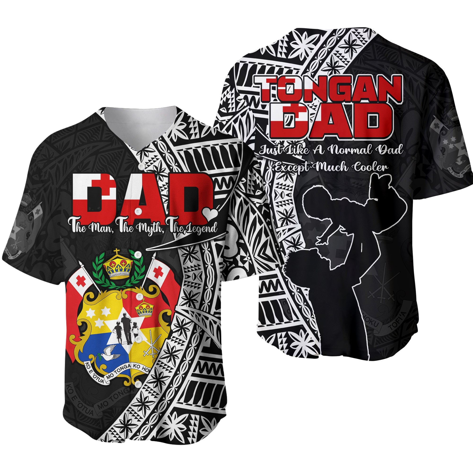 Tonga Baseball Jersey Happy Tongan Fathers Day LT13 Black - Polynesian Pride