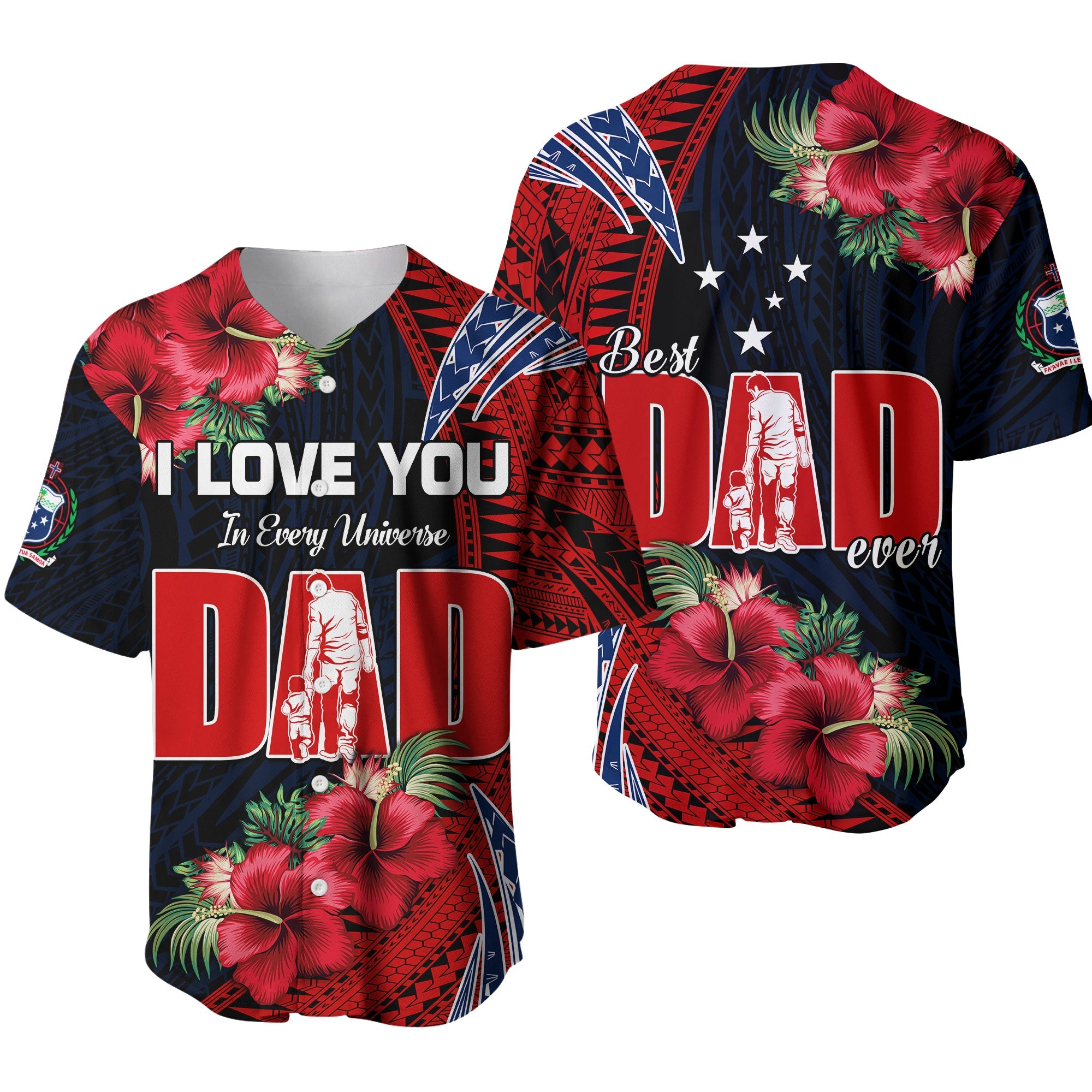 Samoa Fathers Day Baseball Jersey Polynesian Best Dad Ever Ver.01 LT13 Red - Polynesian Pride