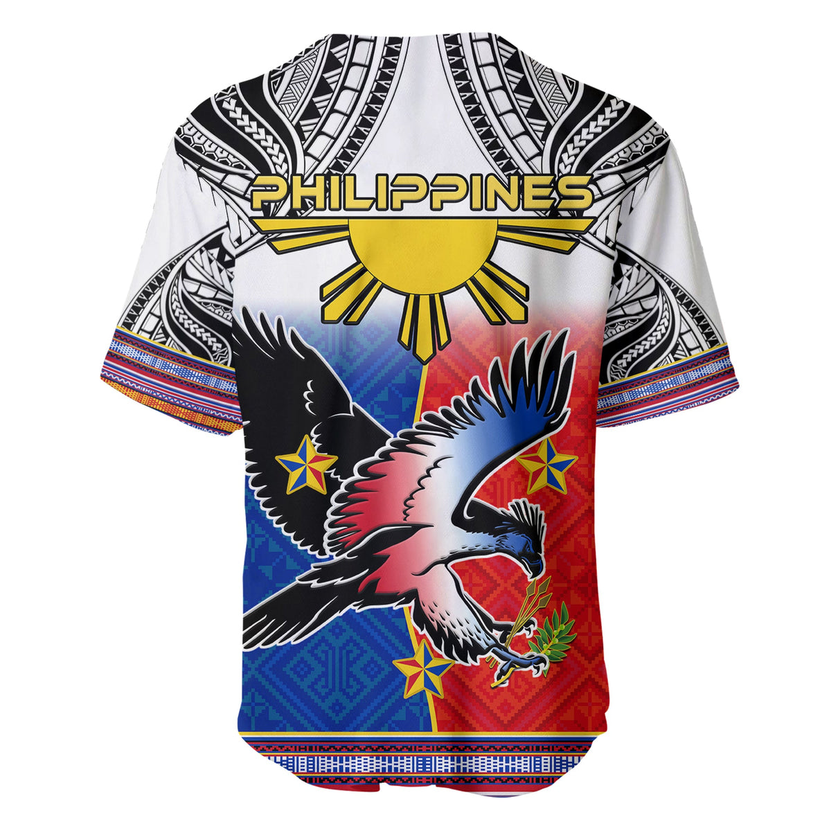 Philippines Baseball Jersey Polynesian Filipino Pattern With Eagle LT14 - Polynesian Pride