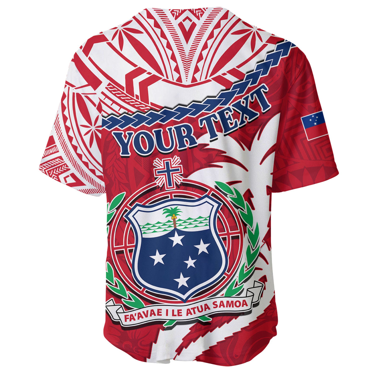 (Custom Personalised) Samoa Baseball Jersey Samoan Coat Of Arms With Coconut Red Style LT14 - Polynesian Pride