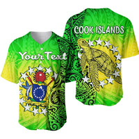 (Custom Personalised) Cook Islands Baseball Jersey Cook Islands Coat Of Arms Turtle Polynesian LT14 Green - Polynesian Pride