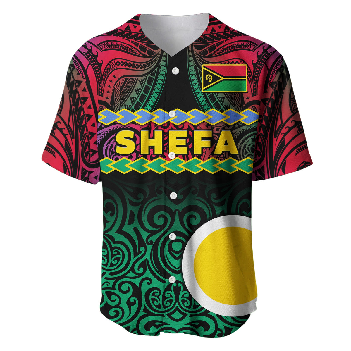 (Custom Personalised) Shefa Province Baseball Jersey Vanuatu Pig Tusk Polynesian Flag Style LT14 - Polynesian Pride