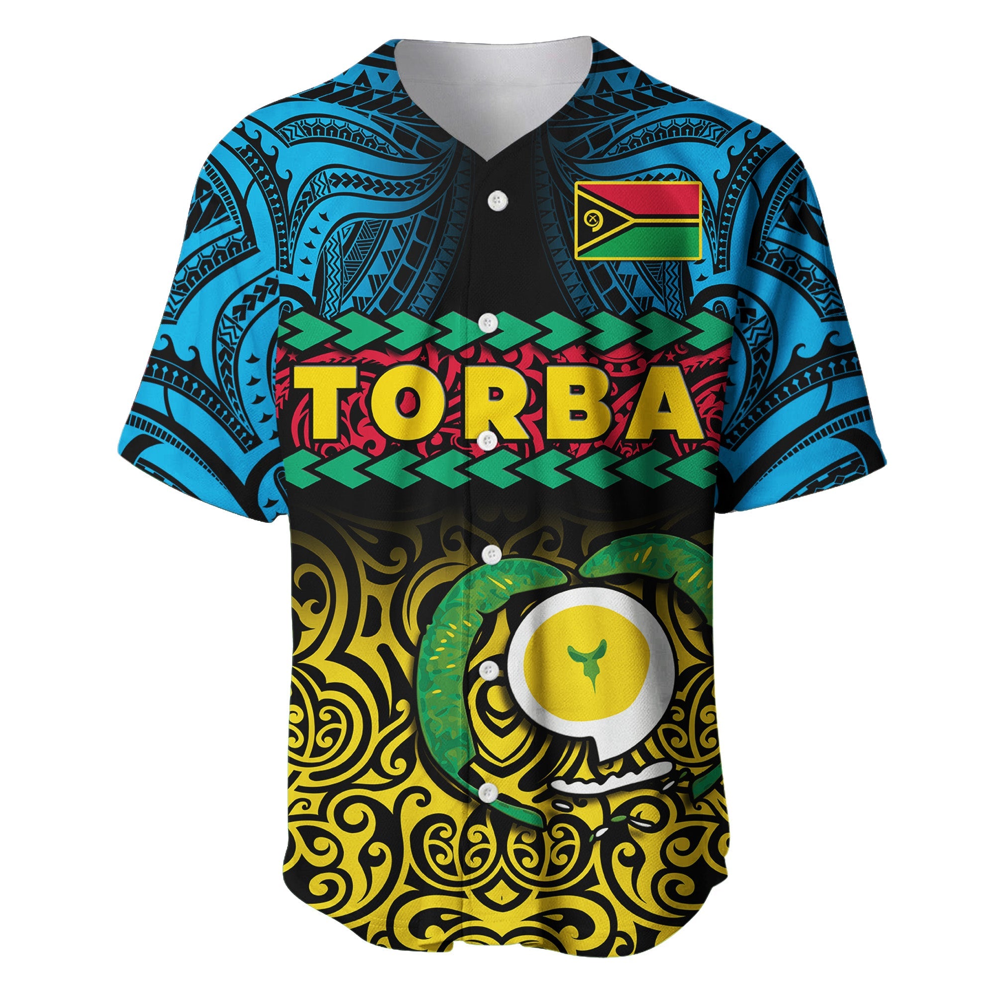 Torba Province Baseball Jersey Vanuatu Pig Tusk Polynesian Flag Style LT14 Black - Polynesian Pride