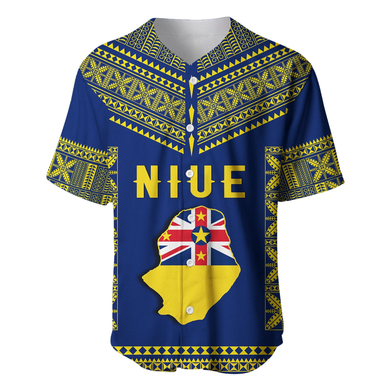 Niue Baseball Jersey Happy Constitution Day Niuean Hiapo Crab With Map LT14 Blue - Polynesian Pride