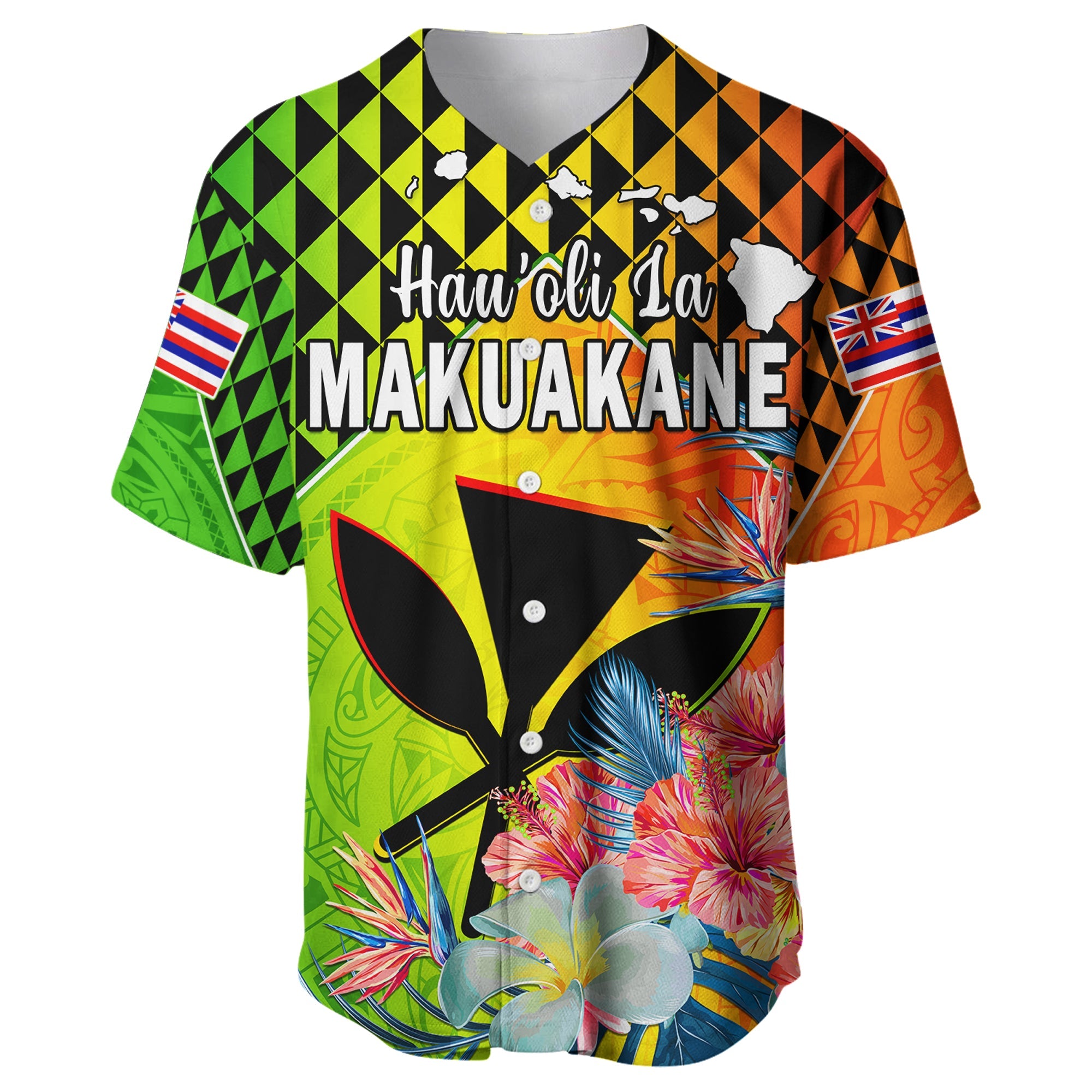 Happy Hawaii Fathers Day Baseball Jersey Hawaiian Tribal Kanaka Maoli Hibiscus LT14 Reggae - Polynesian Pride