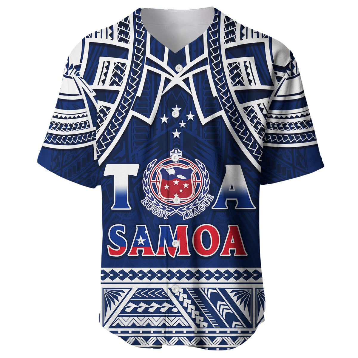 Samoa Rugby Baseball Jersey Toa Samoa Pacific Sporty LT14 Blue - Polynesian Pride