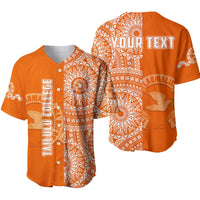 (Custom Personalised) Tailulu Tonga College Baseball Jersey Tongan Ngatu Pattern LT14 Orange - Polynesian Pride