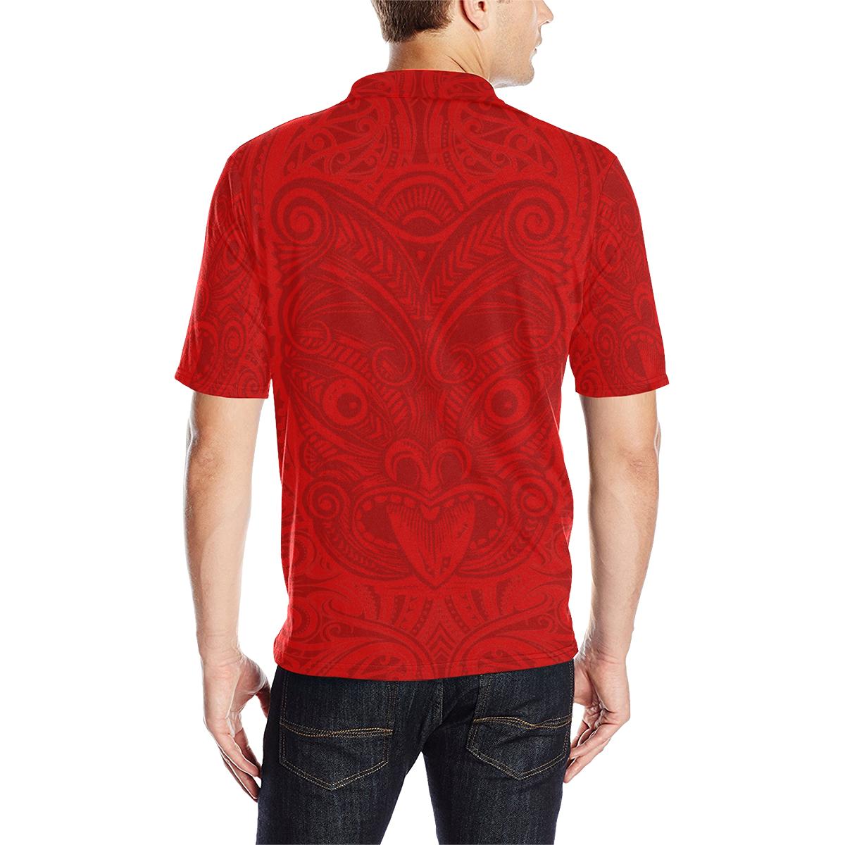 Maori Mask Polo Mens All Over Print Polo Shirt (Model T55) - Polynesian Pride