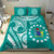 (Custom Personalised) Cook Islands Tatau Bedding Set Symbolize Passion Stars Version Turquoise LT13 - Polynesian Pride
