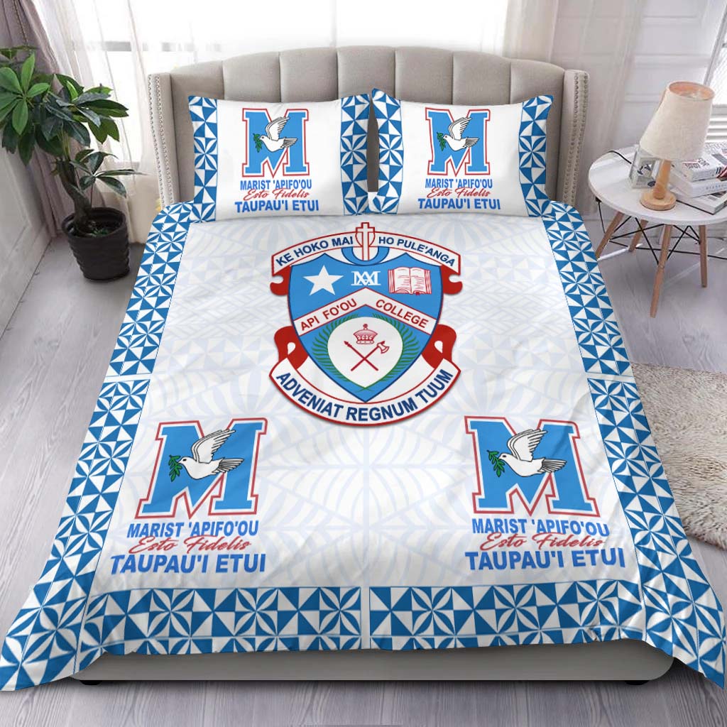 (Marist 'Apifo'ou) Apifo'ou College Bedding Set Tongan Pattern LT13 Blue - Polynesian Pride