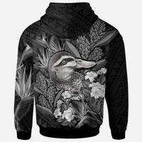 Tonga Hoodie Custom Pacific Black Duck With Tropical Flowers - Polynesian Pride